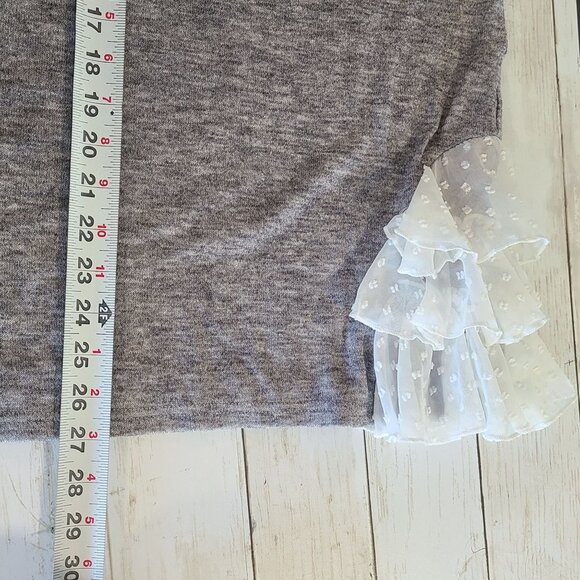 JJ's Fairyland Lace Ruffle Long Sleeve Top Gray NEW Lg Romantic Cottage Feminine - Picture 6 of 8
